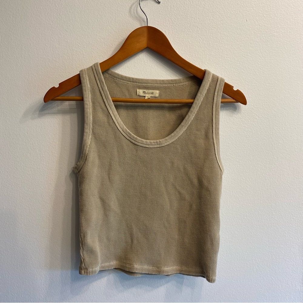 Madewell Waffle Knit Scoop Crop Tank M Tan